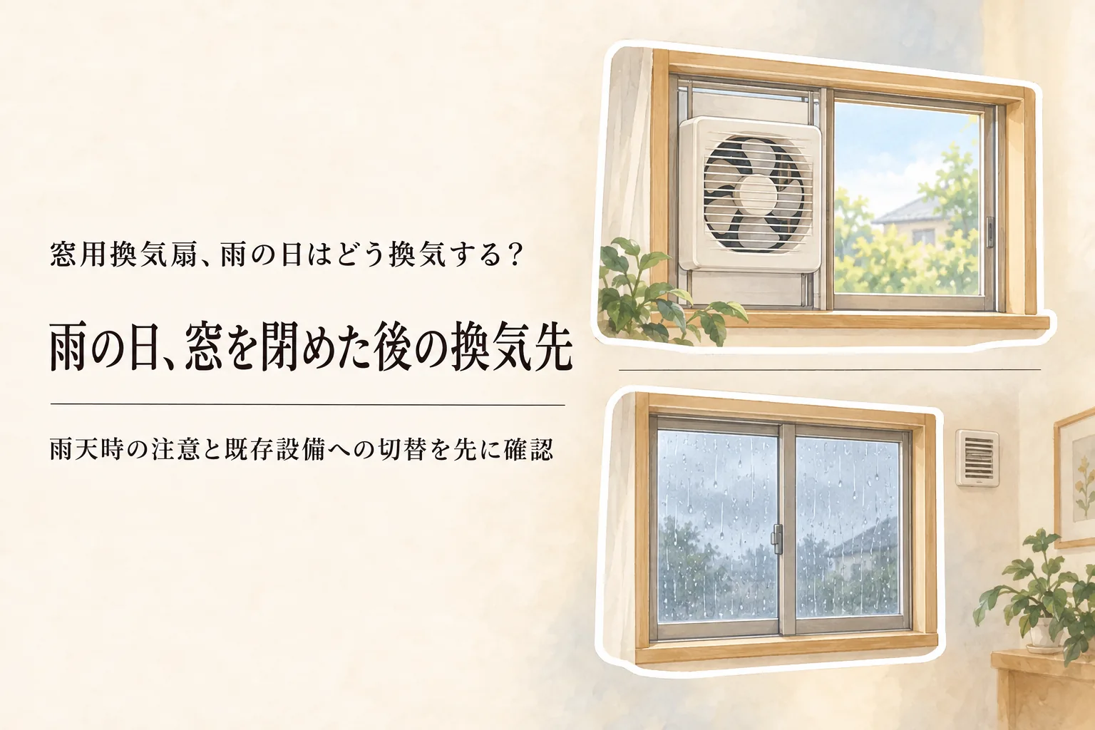 秋の長雨前に決める窓用換気扇の取付場所｜雨の日の換気とサーキュレーターの置き場所