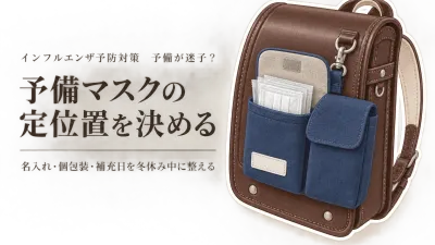 冬休み中に整える名入れ移動ポケットと個包装子供用マスク｜通学バッグの予備を迷子にしない補充ルール